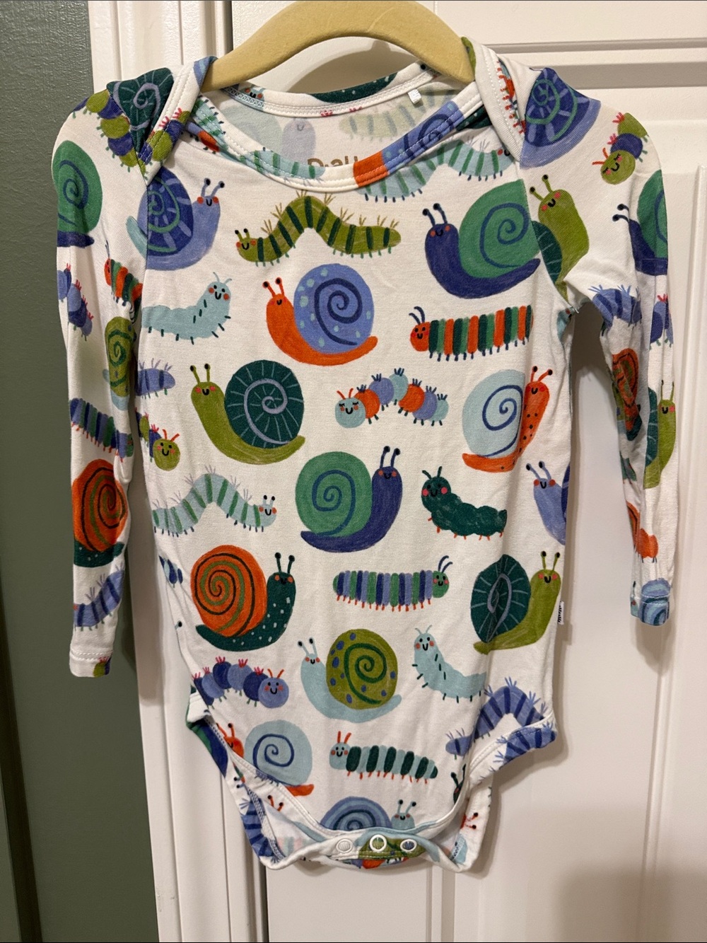 Whimsical Snail & Caterpillar Baby Bodysuit - Colorful Print 6-12M